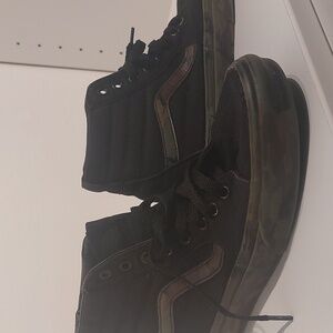 Vans Unisex Black and Green High-Top Sneakers SK-8 hi Pro Camo